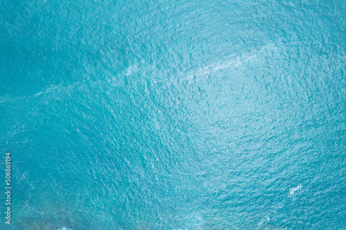 Sea surface aerial view,Bird eye view photo of blue waves and water surface texture Blue sea background Beautiful nature Amazing view