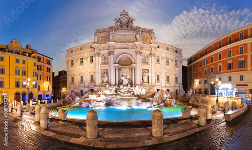 The Trevi Fountain at sunrise, a famous place of visit, Rome, Italy