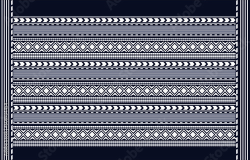 Beautiful hmong seamless pattern.navy blue and white background. Aztec style, embroidery,vector,illustration.texture,fabric,clothing,wrapping,decorations and carpet.Geometric ethnic oriental pattern.
