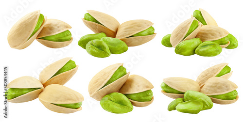 pistachio isolated on white background, clipping path, full depth of field