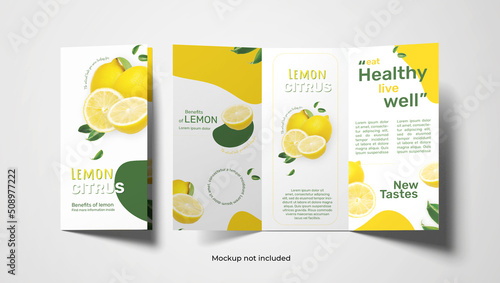 Print-ready triptych design of citrus fruits