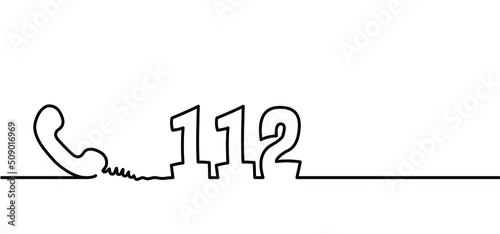 Helpline European day of emergency number 112. Day 11 february 11. SOS symbool. Emergency call concept. Vector icon logo. Distress signal. Alarm, help location pincall phone.