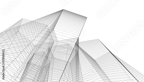 abstract architecture vector 3d illustration