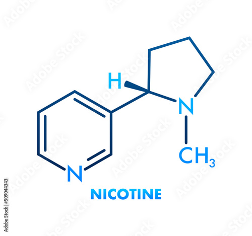 Nicotine tobacco stimulant molecule. Flat vector icon
