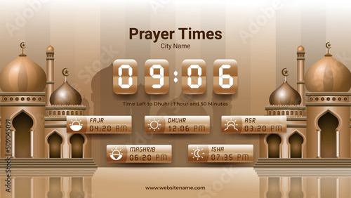 Islamic prayer time schedule digital banner template
