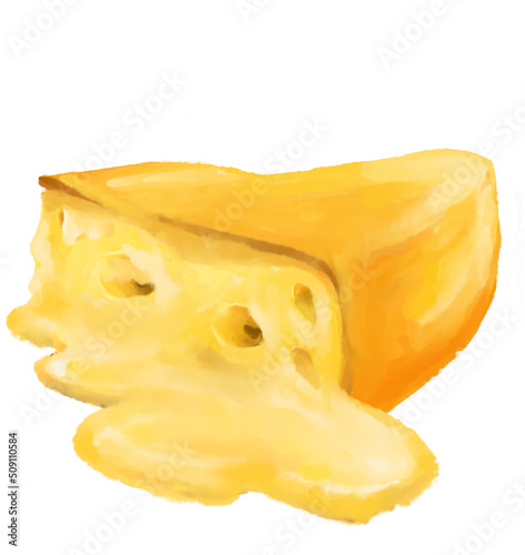 Cheese cheddar slice watercolor illustration dairy product