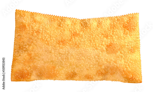 large fried pastel element on white background