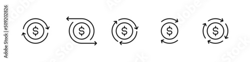 Cashflow icon set. Isolated cash flow illustration. Money transaction vector sign. Cashflow line transfer logo