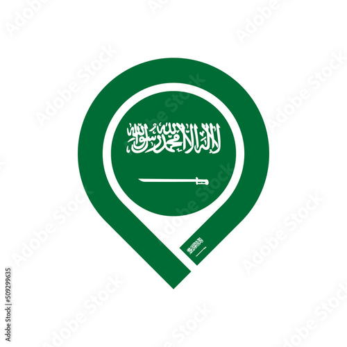 saudi arabia flag map pin icon. vector illustration isolated on white background