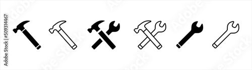 Wrench, hummer icon. Craftsman tool sign and symbol, vector illustration