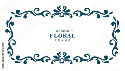 Ornamental decorative floral frame on white background
