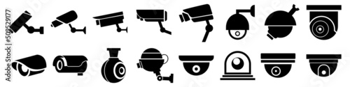 CCTV vector icon set. camera illustration sign collection. looking symbol. monitored logo.