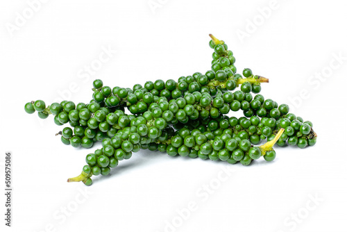 green peppercorn isolated on white background. 