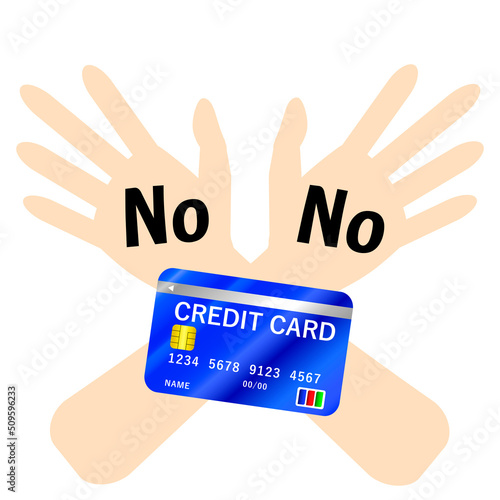 クレジットカード不可のベクターイラスト。 「クレジットカードは使えません」