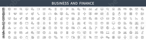 Business thin line icons. Finance icons set. Business Finance icon collection. Vector illustration