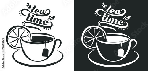 Vector tea time design. Cup of tea. 