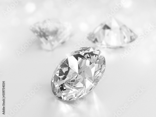 dazzling diamonds on shining white bokeh background ideas for best diamond jewelry designs. 3d render