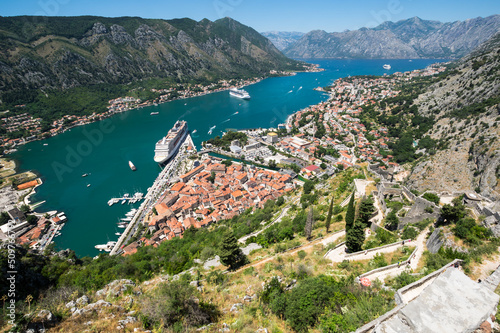 Panorama of the Bay of Kotor and the fortress