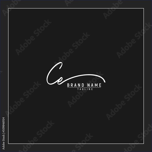 luxury initial CE logo design signature monogram handwriting vector graphic premium illustration