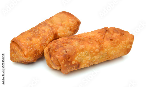 Egg rolls isolated on white background Vietnamese cuisine 