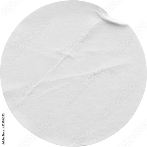 Blank white round paper sticker label isolated