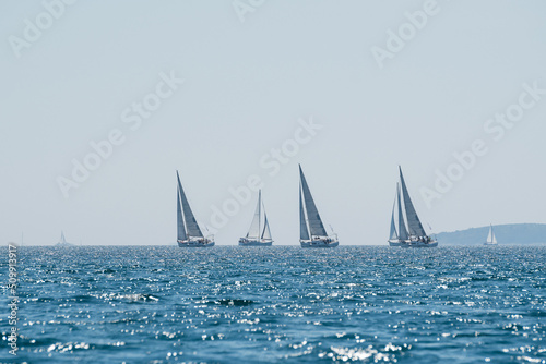 Yachts compete in team sailing event, Croatia