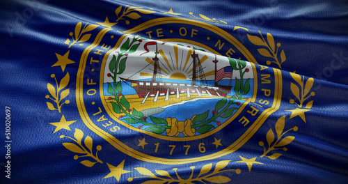 New Hampshire state flag background illustration, USA symbol backdrop