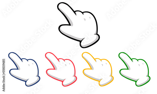 Hand of Mickey Mouse, finger Hand of Mickey, hand of Mickey set in colors eps10