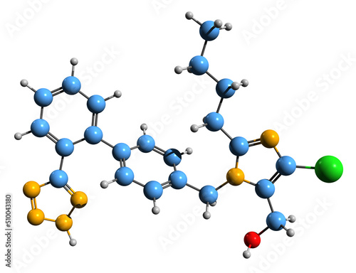  3D image of Angiotensin II skeletal formula - molecular chemical structure of peptide hormone isolated on white background