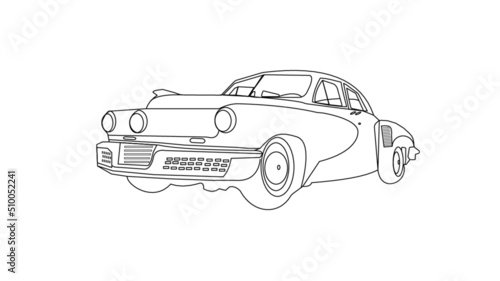 Modern vector layout of a classic car.- side view - 3D Illustration ( Tucker 48 cars)