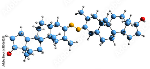  3D image of Bolazine skeletal formula - molecular chemical structure of androgen anabolic steroid isolated on white background