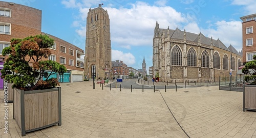 City scene from the historical old town of the french city Dunkirk