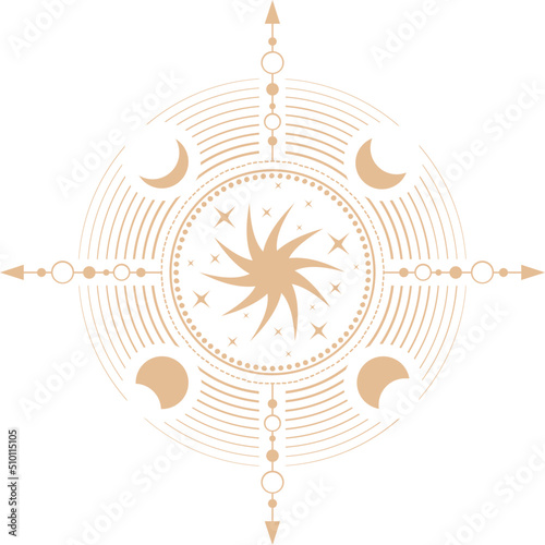 Sun symbol with moon phases