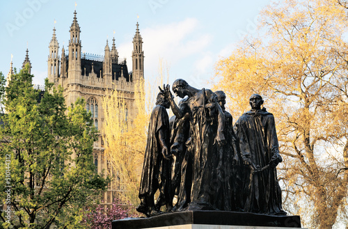 The Burghers of Calais. Statue by Rodin in Victoria Tower Gardens, Westminster, London. Shows episode in the Hundred Years War