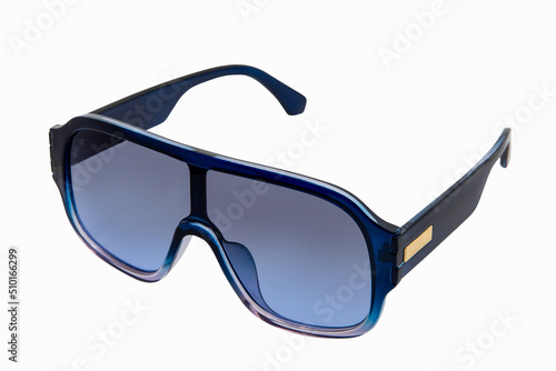 Men or women Oversize Retro Style SUNGLASSES with isolated white background top side angle 2195 blue
