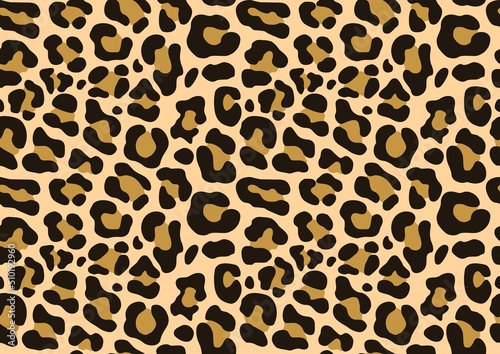 Yellow background animal print leopard, vector seamless pattern for printing clothes, fabrics.