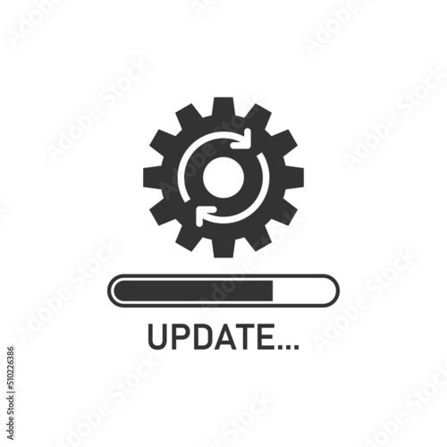 Update software icon in flat style. System upgrade notification vector illustration on isolated background. Progress install sign business concept.