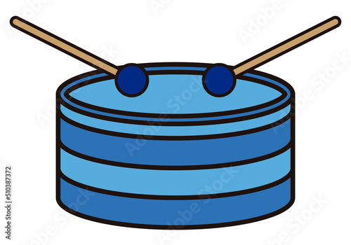 Icono azul de tambor en fondo blanco.