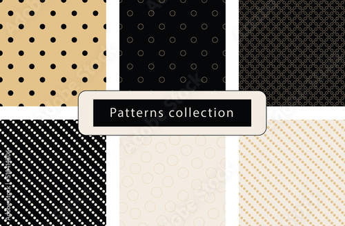 Seamless vector retro patterns. Beige and brown colors. Classic geometric background for wallpaper and textiles.