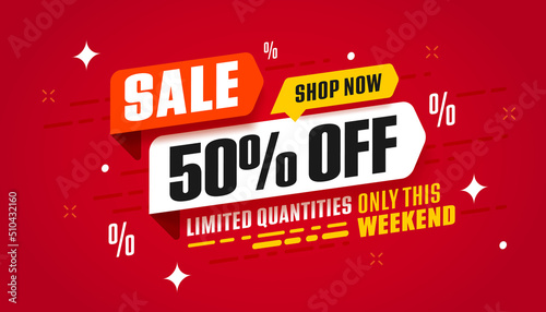 Fifty percent off price discount promotion banner