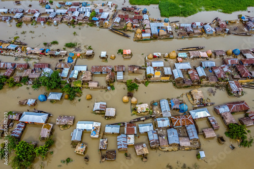 Flood affected village in Northern Bangladesh