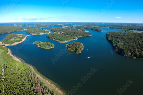 Aerial view of Stockholm archipelago in Sweden