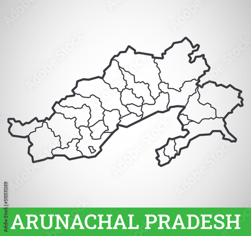 Simple outline map of Arunachal Pradesh District, India. Vector graphic illustration.