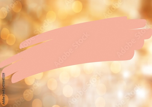 Digitally generated image of pink banner with copy space against yellow spots of light in background