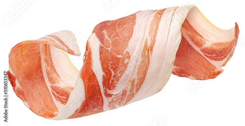 Bacon strip roll isolated on white background