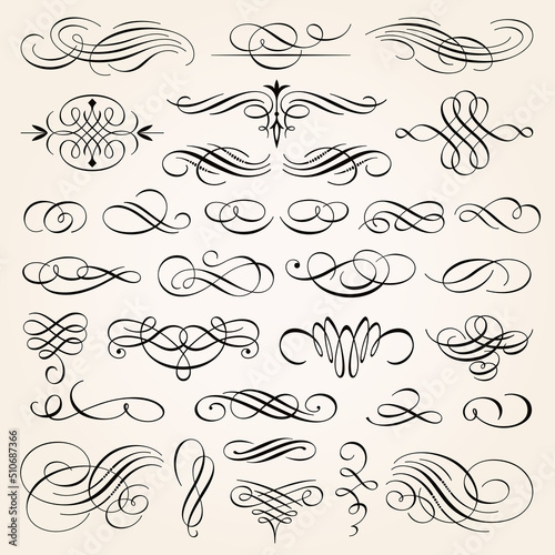 Vintage Calligraphic Design Elements Swirls Vignettes And Page Decoration 2