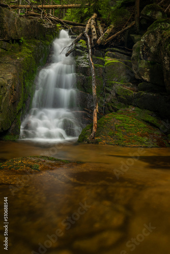 Waterfall of Jodlowka creek near Borowice village in Krkonose mountains