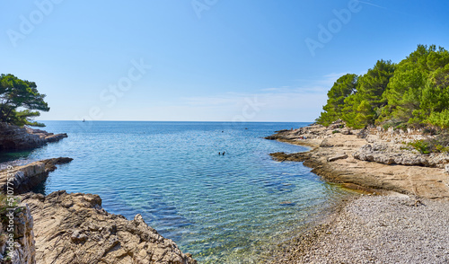 Famous Cyclone Beach next to Seagull Rock and Pula Cave - Istria - Croatia