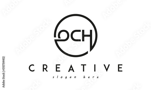 initial OCH three letter logo circle black design