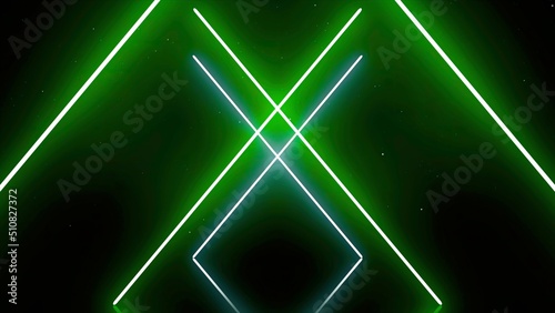 Laser cross with synchronous motion of lines. Flare light effect.